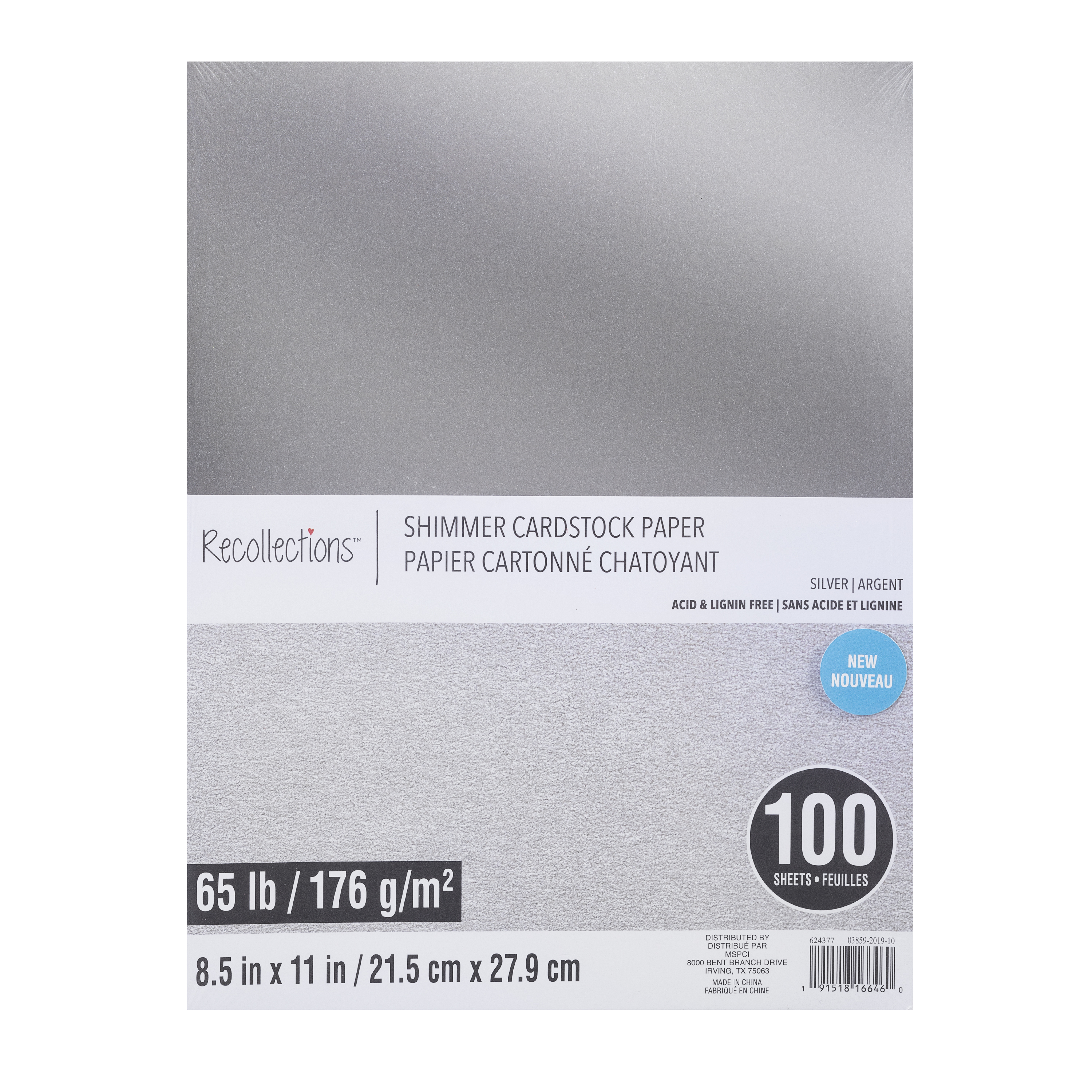 Silver Shimmer 8.5 x 11 Cardstock Paper by Recollections™, 100 Sheets